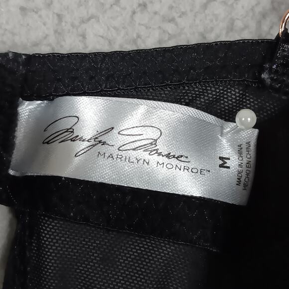 Marilyn Monroe Bodysuit Size Medium Black Mesh Padded Bra Adjustable Straps Lace - Picture 5 of 6